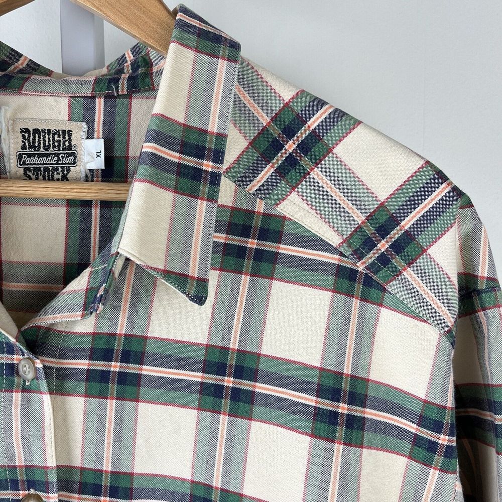Panhandle Slim Rough Stock Shirt Plaid Button Up Womens Size XL